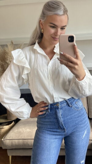 IMG_0924 Ruffle blouse - White