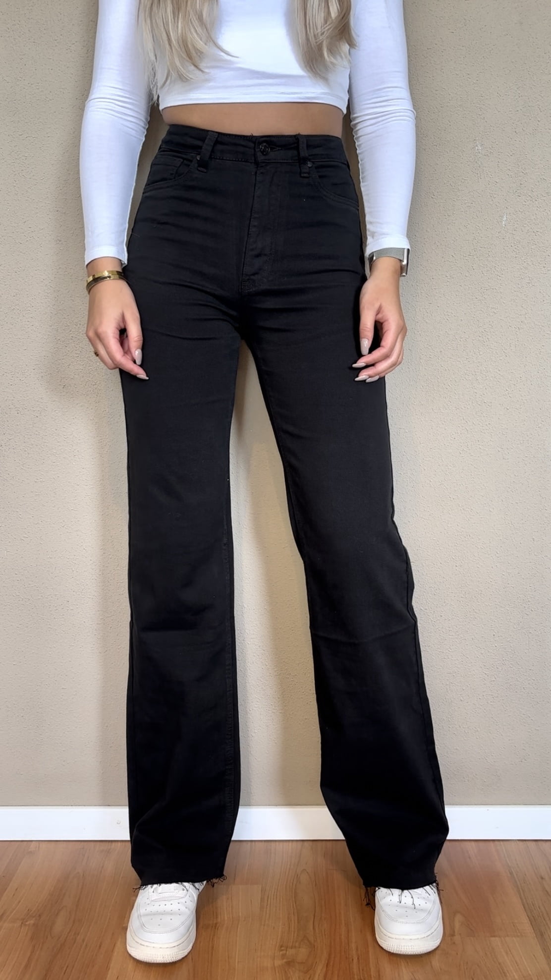 Tall wide leg jeans - Ruffled black