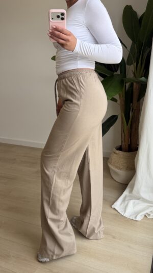 Linnen broek taupe - Tall