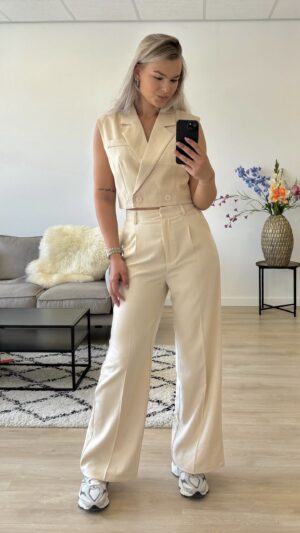 Wijde pantalon beige