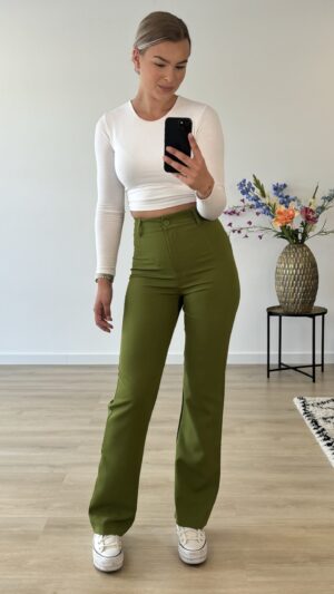 Straight leg pantalon - Olijf