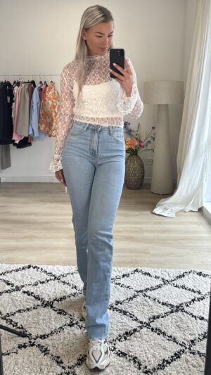 Tall straight jeans met stretch - Blauw