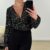 Glitter body met lange mouwen zwart
