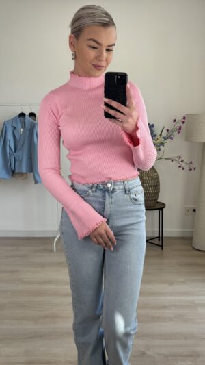 Roze lange mouwen top