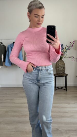 Roze lange mouwen top