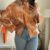 Bomber jack met bloemenprint - Oranje/Roze