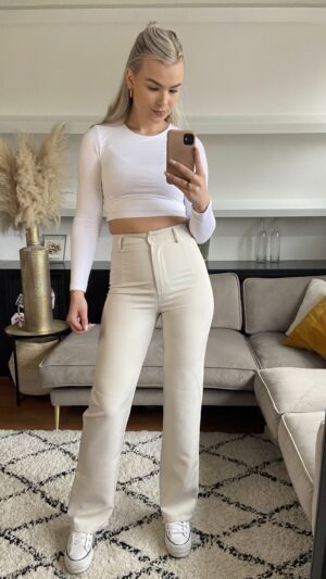 Straight leg pantalon - Zand