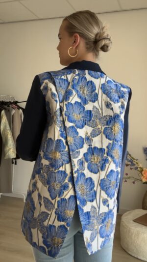 Blazer met overslag rug en bloemenprint