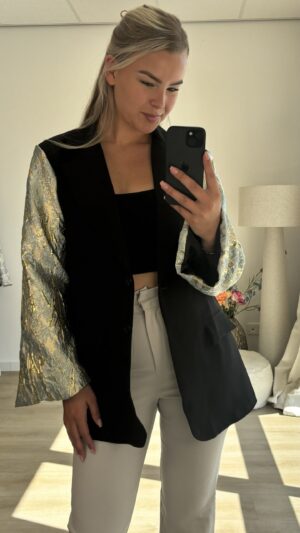 Blazer met print mouwen