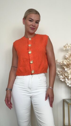 Gilet top met gouden knopen - Oranje