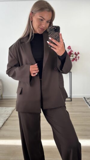 Oversized blazer met dubbele knoop - Bruin