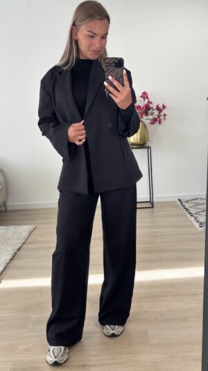 Oversized blazer met dubbele knoop - Zwart