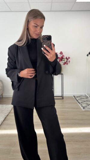 Oversized blazer met dubbele knoop - Zwart