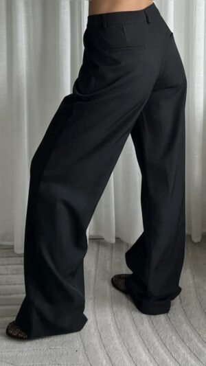 screenshot-88 Tall wide leg pantalon - Zwart