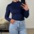 img_2372 Lange mouwen top met stretch - Donker blauw