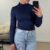 img_2377 Lange mouwen top met stretch - Donker blauw