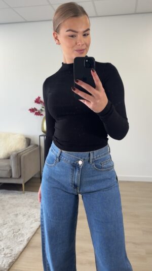 Tall jeans stretch met schuine knoop - crossover