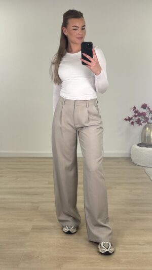 img_5519 Tall wide leg pantalon - Licht grijs/beige