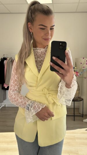 Mouwloze blazer - Licht geel