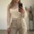 Witte kanten top met lange mouwen - stretch
