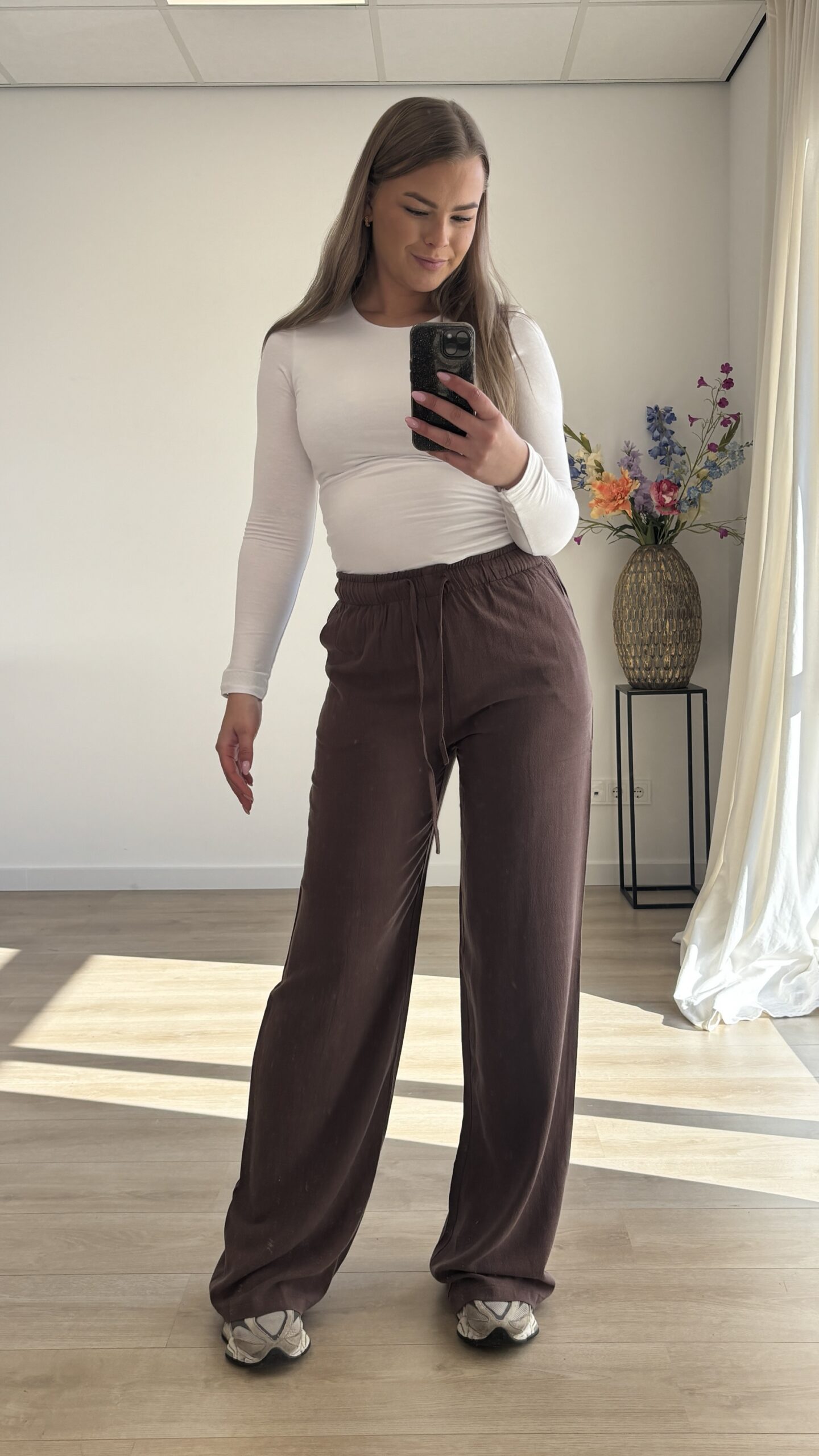 Tall linnen broek – Bruin