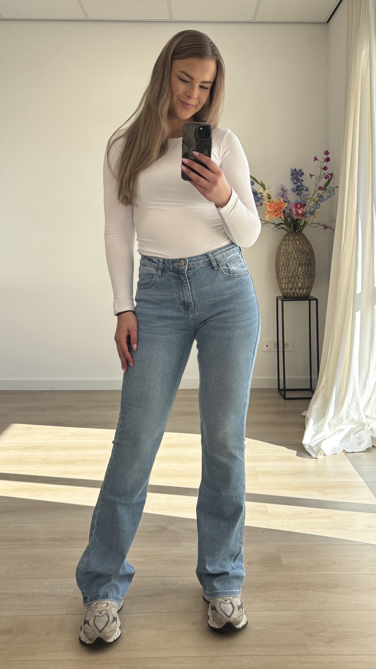 Tall flared jeans met stretch – Blauw