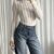 Witte kanten top met lange mouwen - stretch