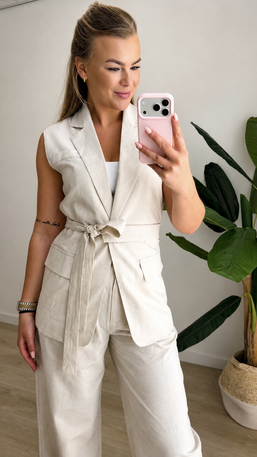 Linnen mouwloze blazer PRE ORDER