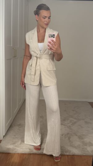 Linnen mouwloze blazer