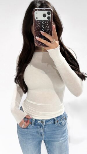 screenshot-124 Lange mouwen top cashmere - Wit