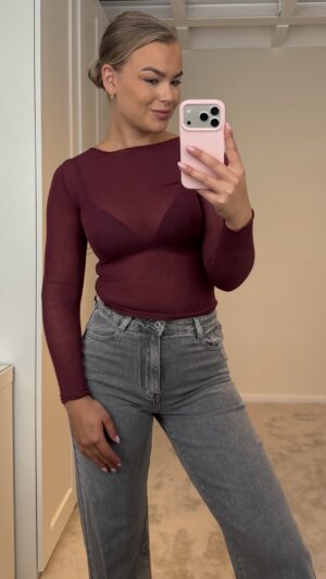 Lange mouwen top cashmere - Bordeaux