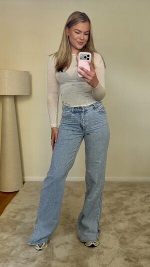 Tall jeans stretch met split - Licht blauw
