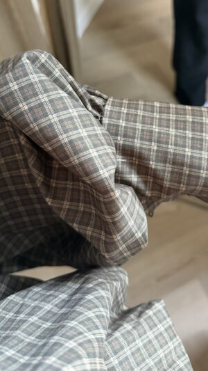 Blouse met ruitjes kort - Groen