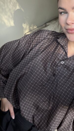 Blouse met ruitjes kort - Bruin