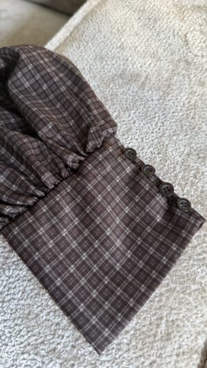 Blouse met ruitjes kort - Bruin