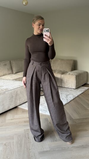 img_2726 Tall wide pantalon met ruit - Bruin